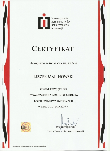 certyfikat SABI